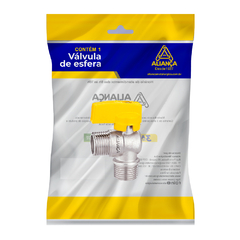 Valvula Esfera Angular para Gás 90 MM Haste Curta Amarelo 1/2 - unidade
