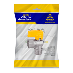 Valvula Esfera Angular para Gas MF Haste Curta Amarelo 1/2 - unidade - comprar online