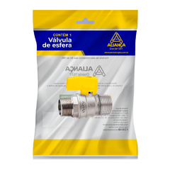 Valvula Esfera para Gas Reto MM Haste Curta Amarelo 1/2 - unidade