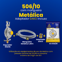 Regulador para Gas 506/10 com mangueira de malha metálica 1,20m Aliança - comprar online