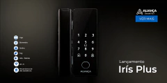 Fechadura Digital Iris Plus sobrepor para Porta de Vidro Preto Fosco Aliança - Aliança Metalúrgica