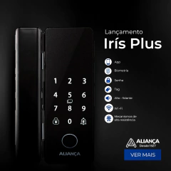 Fechadura Digital Iris Plus sobrepor para Porta de Vidro Preto Fosco Aliança na internet
