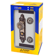 Fechadura tetra colonial 3x1 bola s40mm latonado Aliança