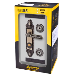 Fechadura tetra colonial 3x1 alavanca 55mm latonado Aliança