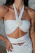 Imagem do Top Argola Feminino Off White com Flor (Tamanho unico)