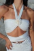 Imagem do Top Argola Feminino Off White com Flor (Tamanho unico)