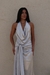 Vestido Feminino Drapeado Prata - Elok Store