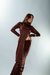 Saia Midi Feminina Drapeada Marrom - loja online