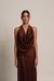 Vestido Feminino Drapeado Marrom - Elok Store