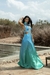 Vestido Feminino Recorte Degradê Azul e Verde