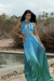 Vestido Feminino Recorte Degradê Azul e Verde - comprar online