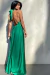 Vestido de Gola Longo Feminino Verde