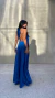 Imagem do Vestido de Gola Longo Azul Feminino (Tamanho unico)