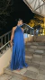 Vestido de Gola Longo Azul Feminino (Tamanho unico) - loja online