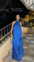Vestido de Gola Longo Azul Feminino (Tamanho unico) na internet