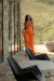 Vestido Feminino Laranja Recortes Argola