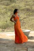 Vestido Feminino Laranja Recortes Argola - loja online