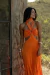 Vestido Feminino Laranja Recortes Argola na internet