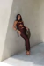 Saia Midi Feminina Drapeada Marrom - comprar online