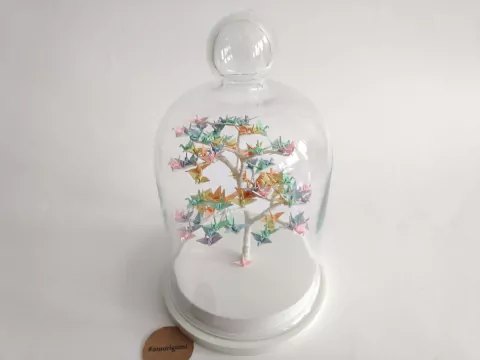 Bonsai Origami com 100 tsurus - Color plus