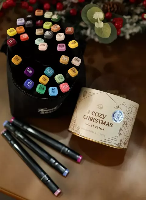 Kit Vela Aromática Gingerbread + 36 Canetinhas Touch Ponta Dupla com Estojo - buy online