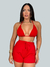 Conjunto Biquíni trio 3 Peças Canelado Com Bojo Cortininha Shorts Cintura Alta - comprar online