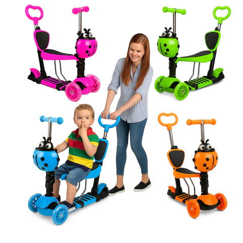 Monopatín 5 en 1 Con Asiento Canasto Manija