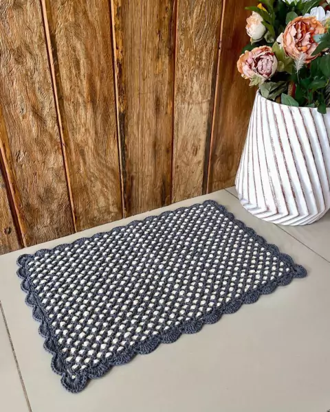 Tapete Capacho 70x50cm Duplaface Crochê Artesanal