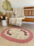 Tapete Oval P 1,20m x 85cm Bordado Flor Crochê Artesanal