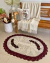 Tapete Oval P 1,20m x 85cm Bordado Flor Crochê Artesanal - comprar online