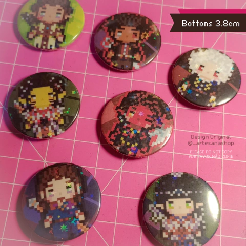 Bottons Holográficos - Baldur's Gate 3 ( Coleção Hana )