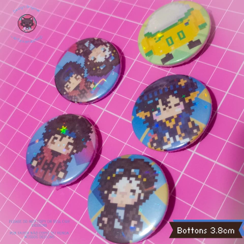 Bottons Holográficos - QSMP ( Coleção Hana )