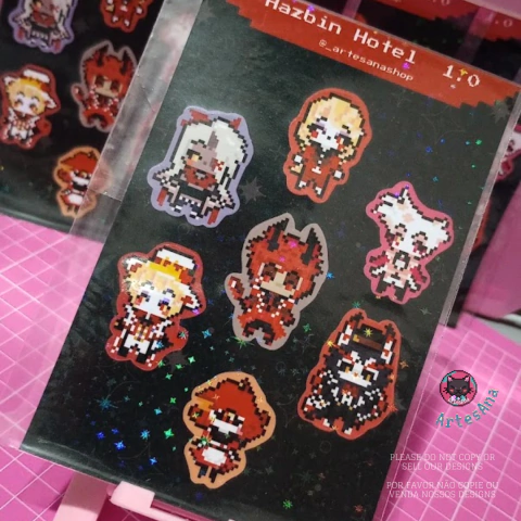 Cartela de adesivos holográficos - Hazbin Hotel - comprar online