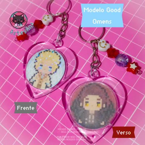 Chaveiro de acrílico coração - Good Omens / Aziracrow ( Coleção Hana ) - comprar online