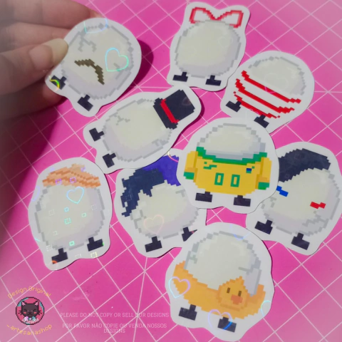 Adesivos holográficos - Ovinhos QSMP