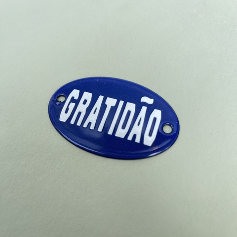 Placa Oval Decorativa Esmaltada 5,5x3,5cm - GRATIDÃO