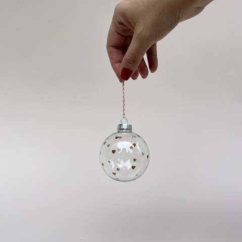 Bola de Vidro - Chuva de Corações Dourados