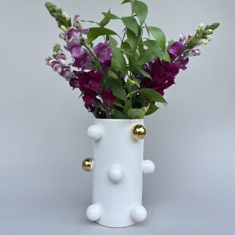 Vaso Sphere Gold - Branco