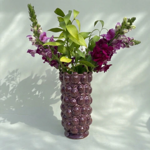 Vaso Cerâmica - Figos Roxo - G