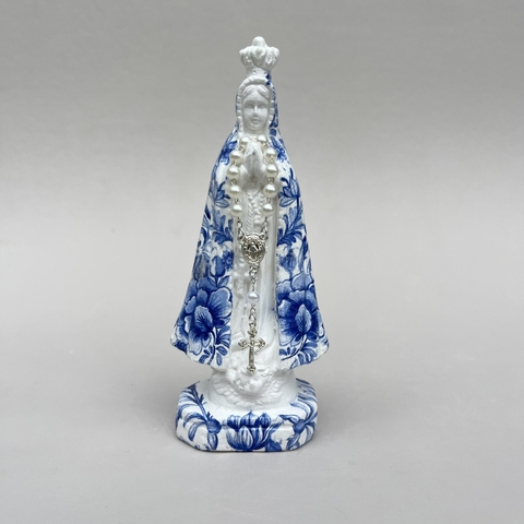 Santa Gesso - Floral Azul e Branco