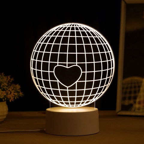Luminária Globo e Coração Led 3D