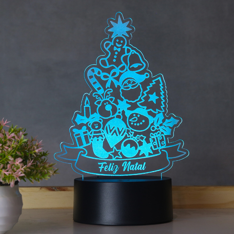 Luminária Led Natal - Árvore Feliz Natal - PopLumos