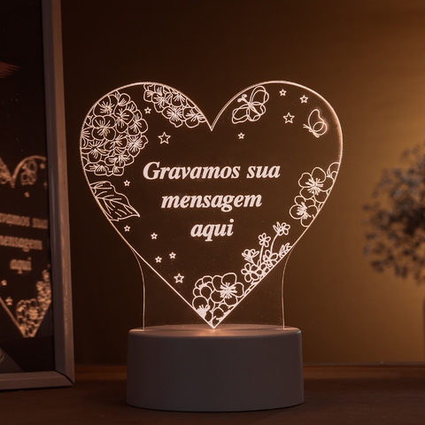 Luminária Personalizada Coração com seu TEXTO
