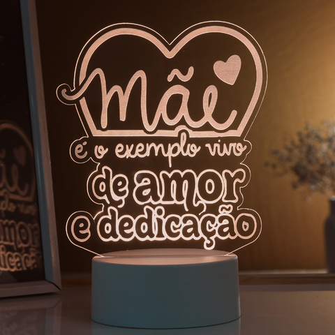 Luminária Dia das Mães "Mãe é um exemplo vivo de amor e dedicação"