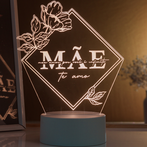 Luminária Dia das Mães "Mãe, meu amor por você é infinito"