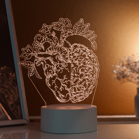 Luminária Coração e Cérebro Floral - Corpo Humano - loja online