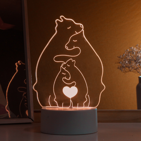 Luminária Família Urso Casal com 2 filhos + canetinha