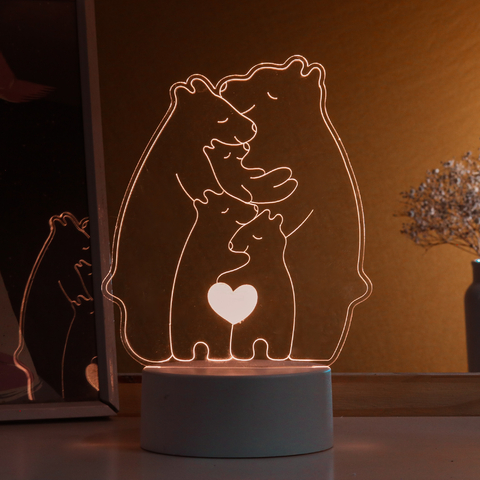 Luminária Família Urso Casal com 3 filhos + canetinha