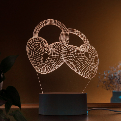 Luminária Led - Cadeados de Coração