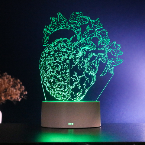 Luminária Coração e Cérebro Floral - Corpo Humano